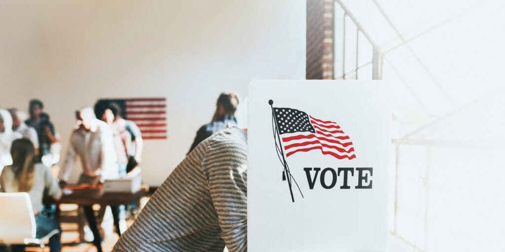 American at a polling booth