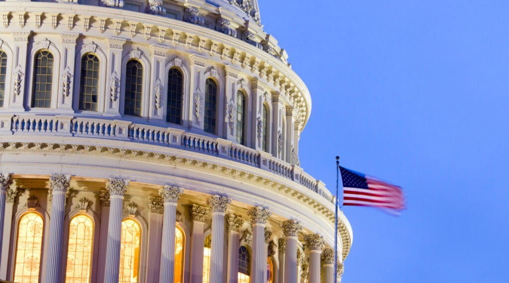 US Capitol Building Dome at dusk